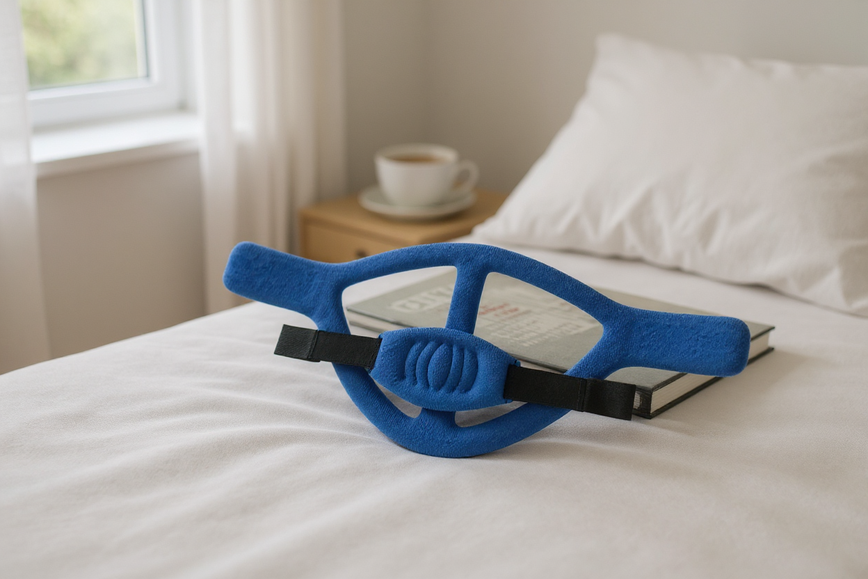 Softgear-Kopfkappe mit anklettbarem Kinnteil, blau, klein Softgear-Kopfkappe mit anklettbarem Kinnteil, blau, klein