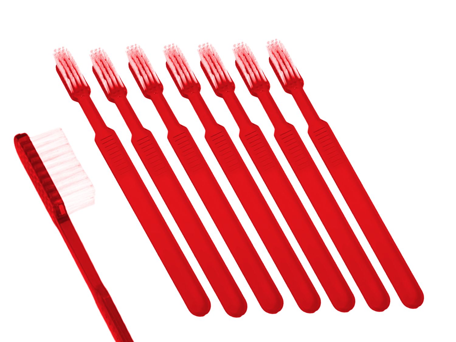 Einweg Zahnbürsten Pack 100 Stück rot inkl. Zahnpasta einzeln verpackt