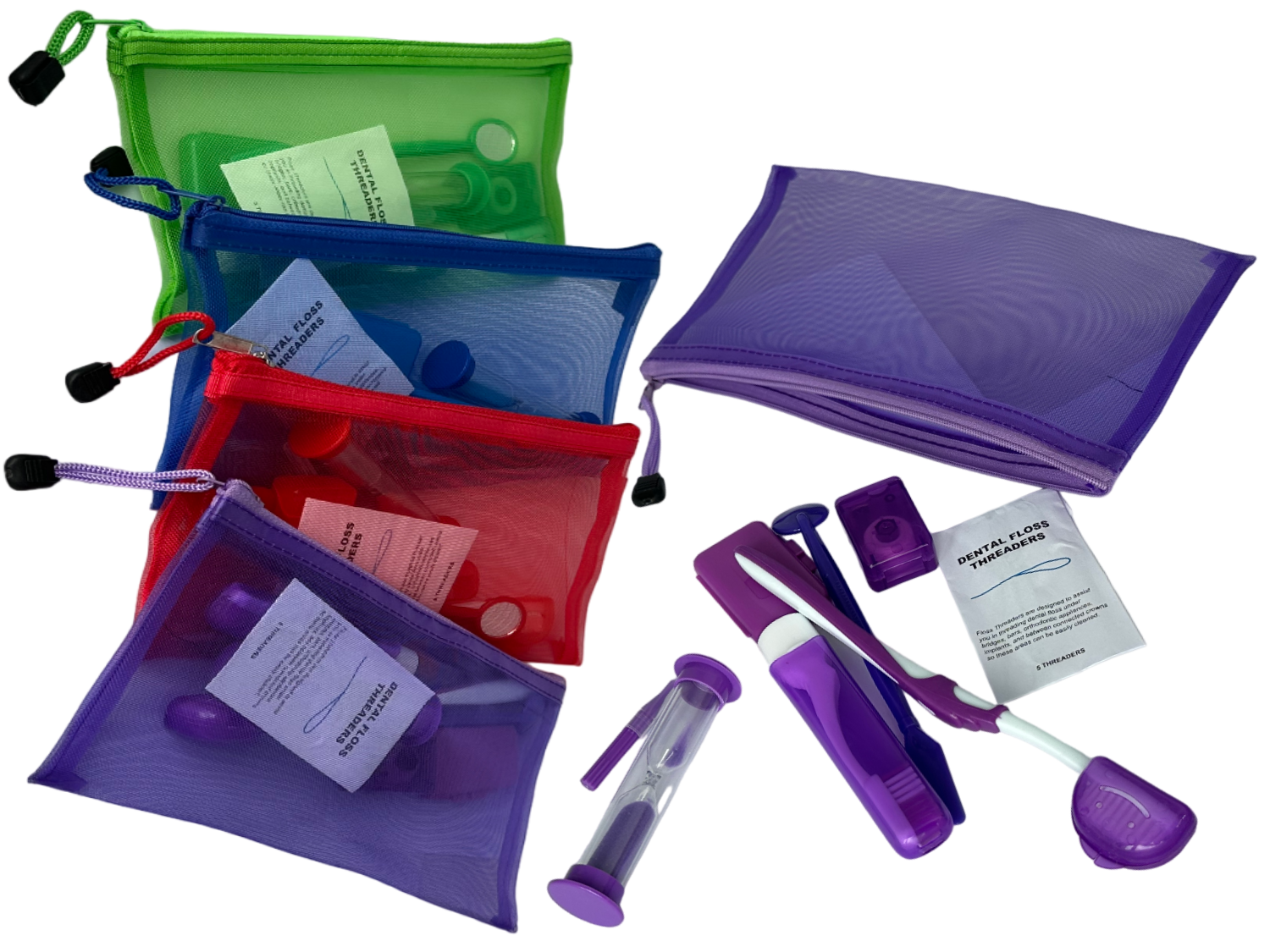 Dental KFO Pflege Set 8 - teilig inkl. Netztasche rot