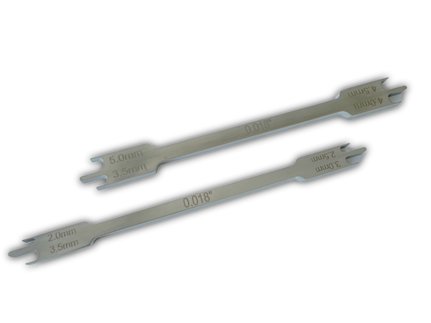 Bracketpositionierer .018, doppelseitig 2mm bis 5mm, 1 Set (2 Stück) Bracketpositionierer .018, doppelseitig 2mm bis 5mm, 1 Set (2 Stück)