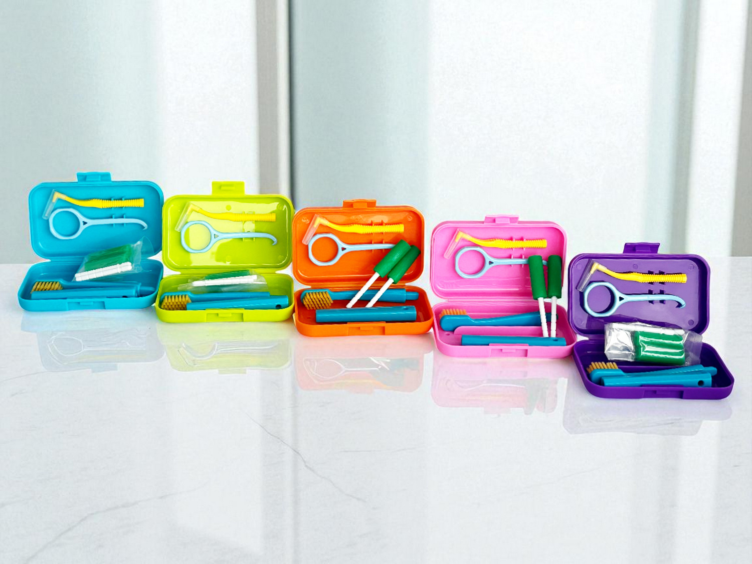 Starterset Aligner Zahnspange Chewies Patientenhilfe Zahnbürste Prophylaxebürste bunt 5er Pack