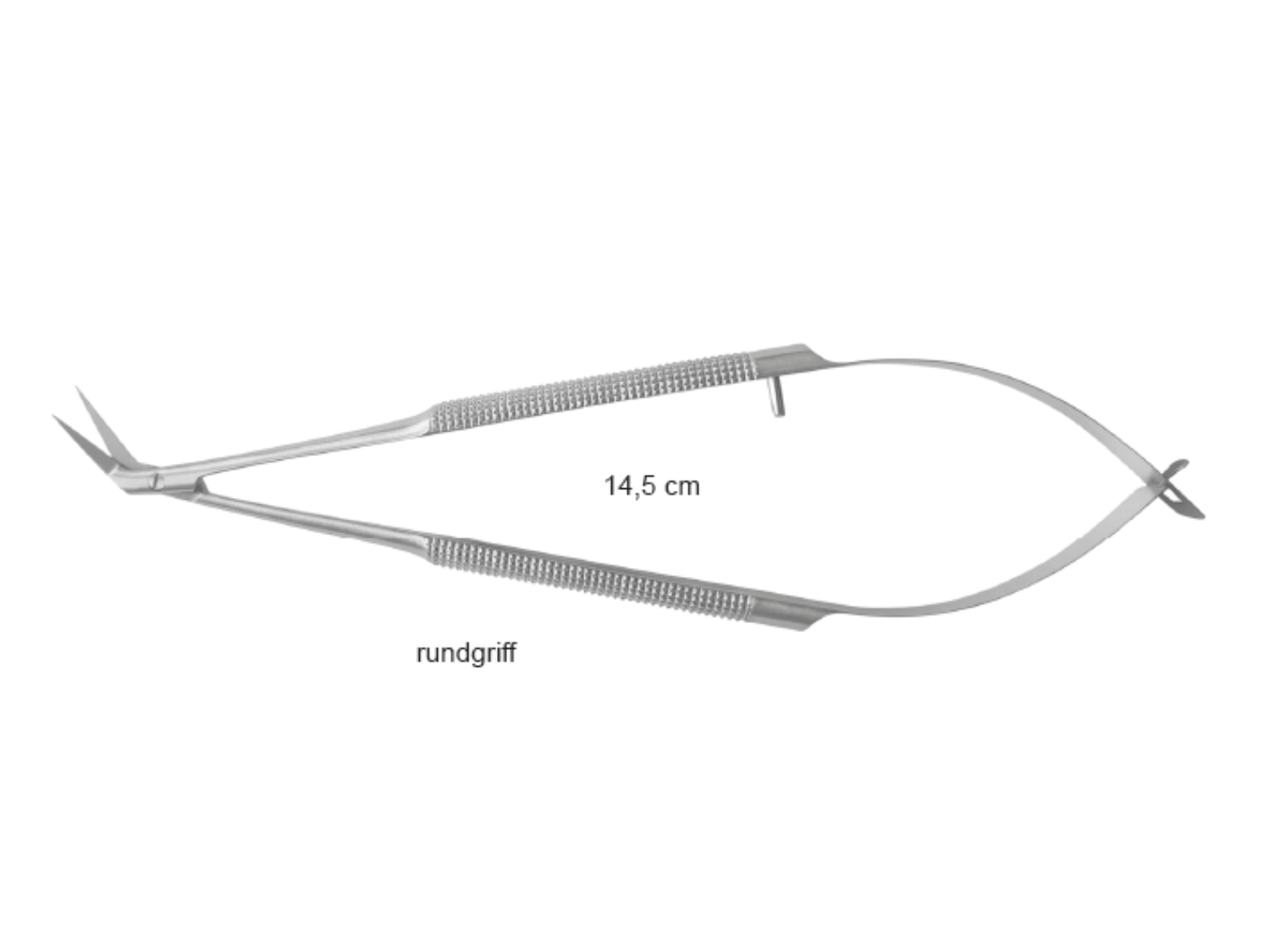 Mikroschere Schere 45° gewinkelt 14,5cm Griffe rund