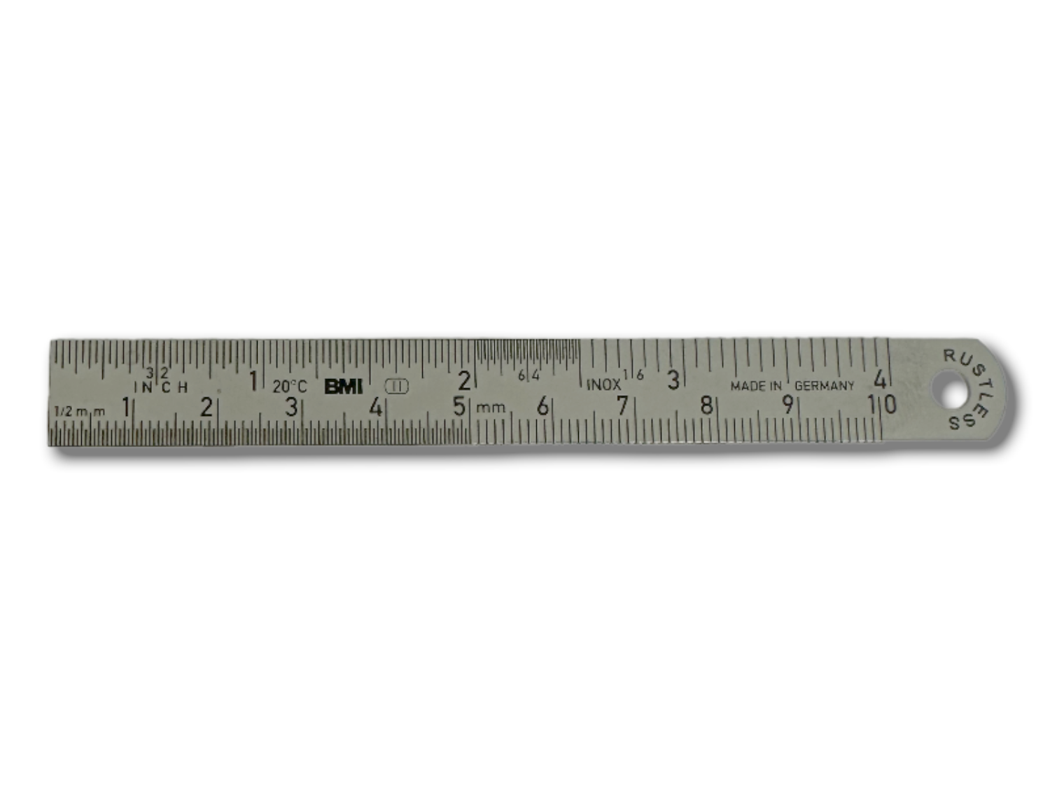 Lineal kurz 10 cm, Skala: Millimeter / Inch